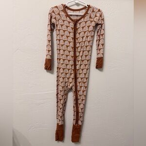 Little Sleepies Rust Rainbows Brown Zippy Bamboo Pajamas EUC 18-24